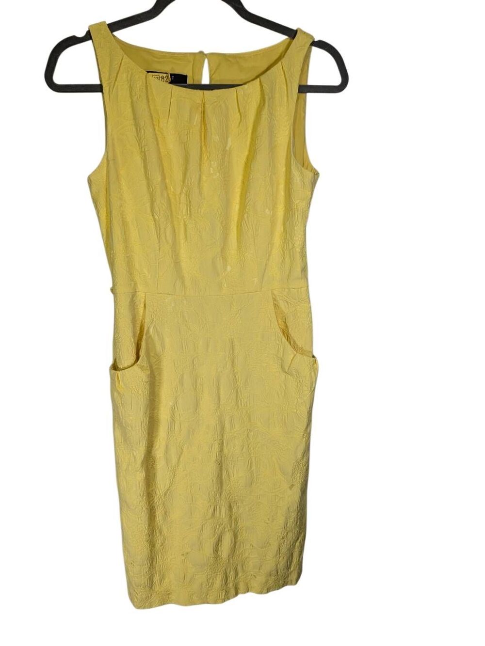 Nine West Chartreuse Jacquard Cocktail Sleeveless Dress Women's Size 6
